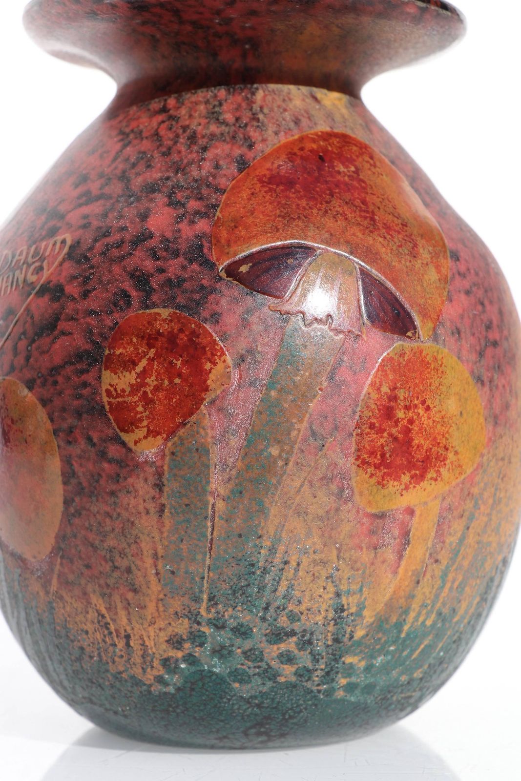 French Daum Nancy Attr. Art Nouveau Cameo Glass Mushroom Vase photo furniture