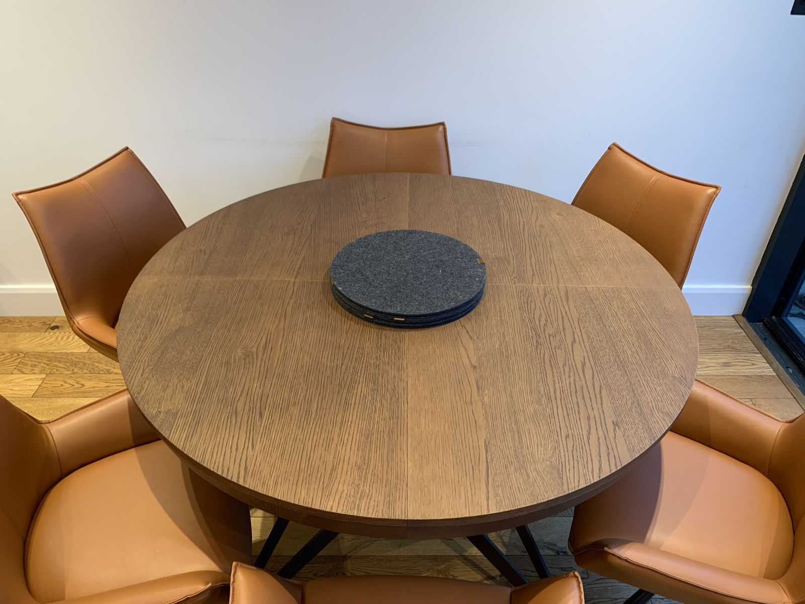 Furl   Big Round Extending Table   4 10 Seater   Tobacco Oak photo vinterior