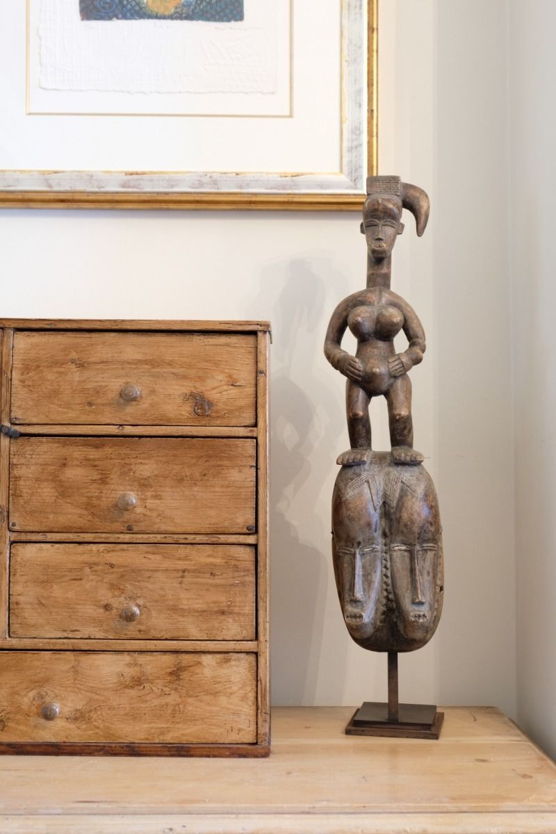 Carved African Guro (Gouru) Fertility Figure Sculpture On Stand photo for sale