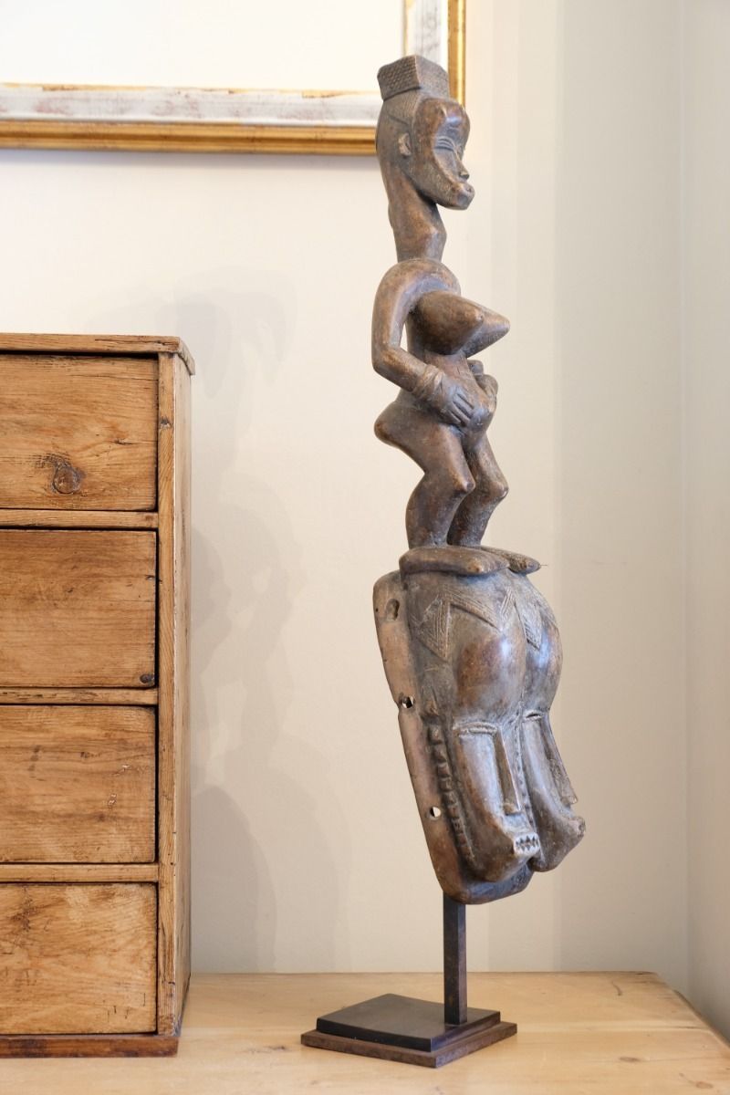 Carved African Guro (Gouru) Fertility Figure Sculpture On Stand