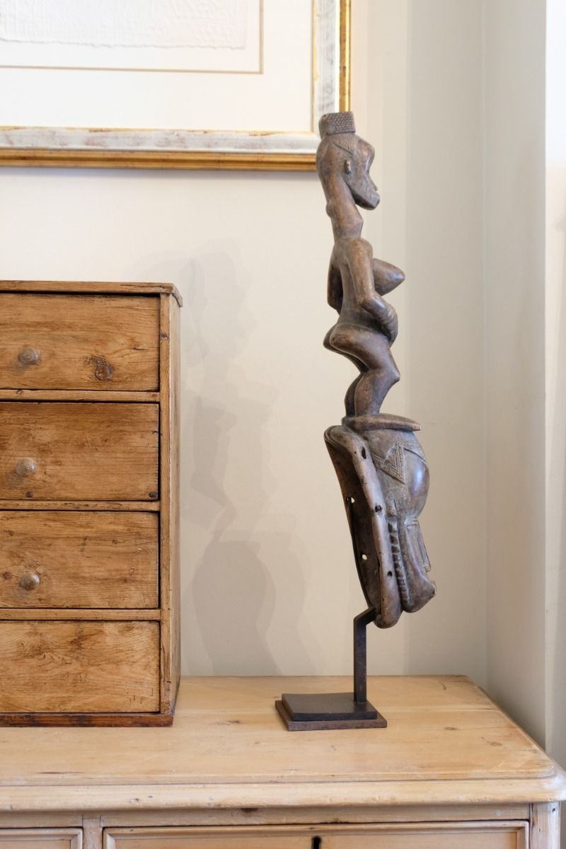 Art Carved African Guro (Gouru) Fertility Figure Sculpture On Stand photo
