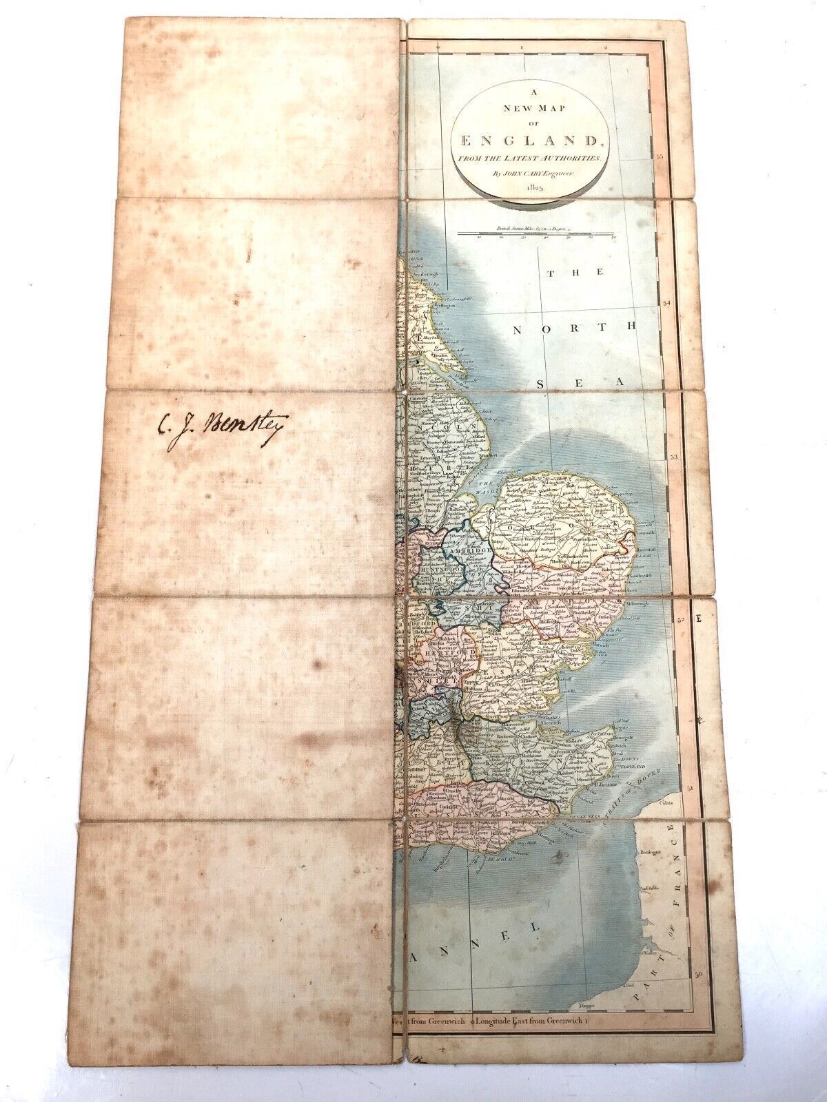 A New Map Of England From The Latest Authorities By John Cary / Antique 1825 photo Art