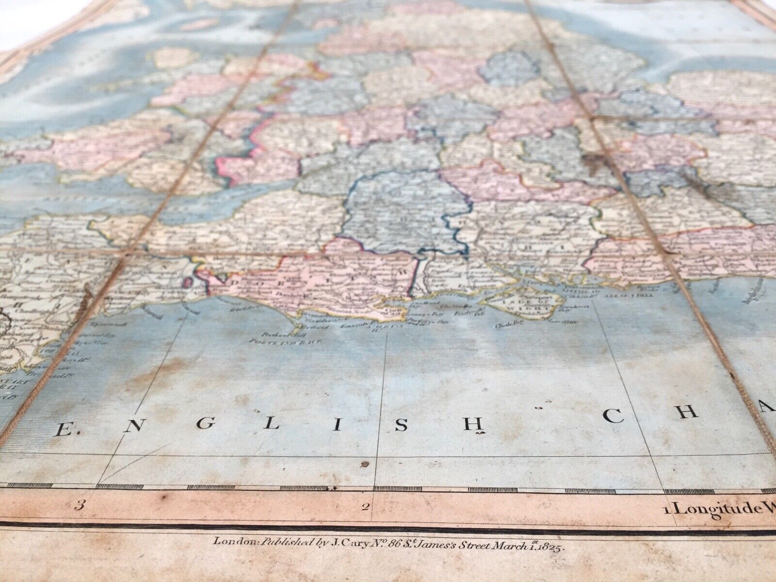 A New Map Of England From The Latest Authorities By John Cary / Antique 1825 photo vintage