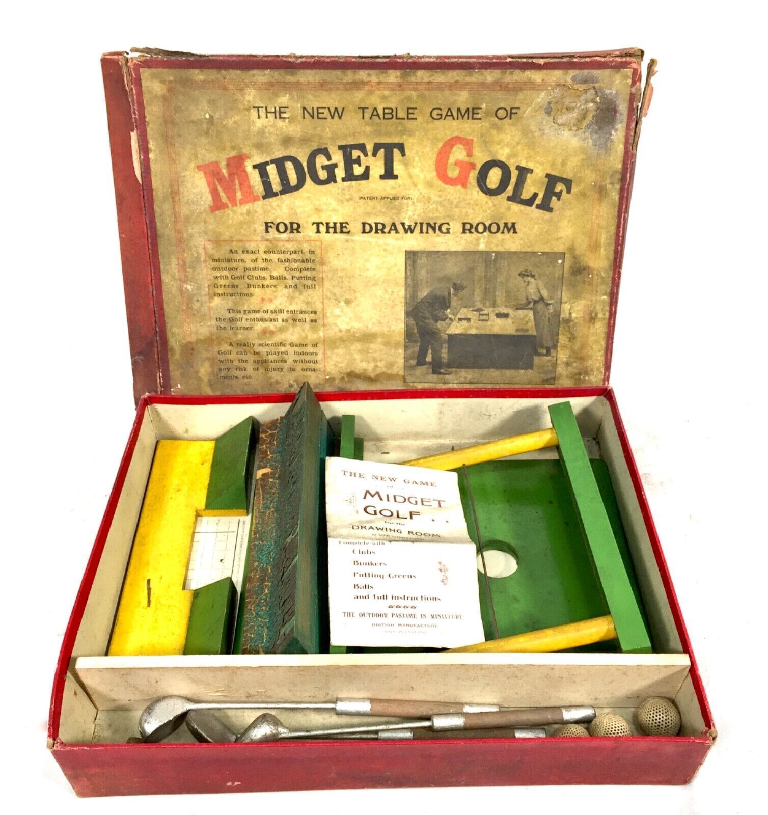 Antique 1910s Tabletop Midget Golf Parlour Game By Royal Letters Boxed / Rare photo Home Decor