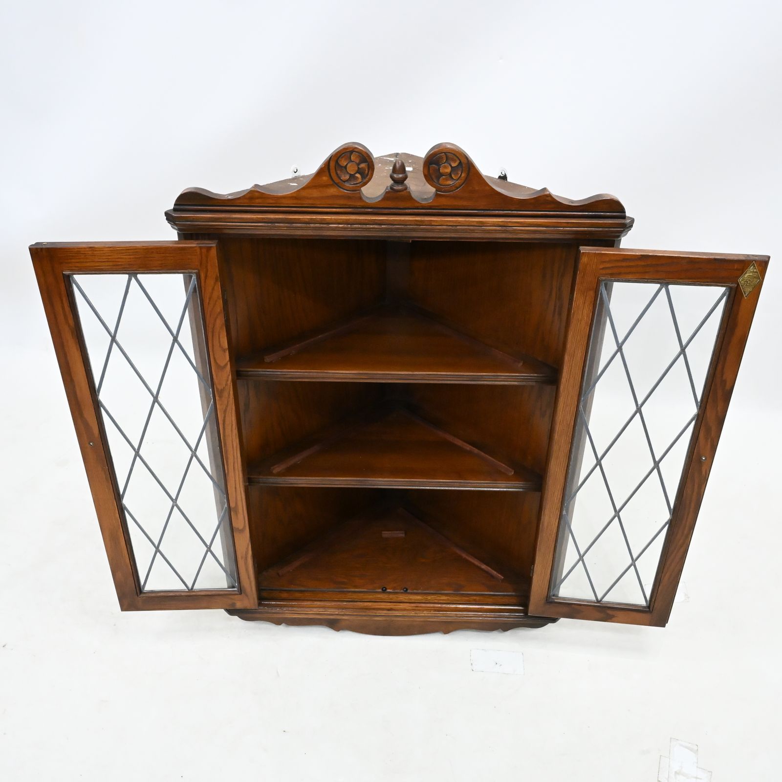 Old Charm Hanging Corner Display Cabinet Leaded Glass Tudor Brown Free Delivery* photo 227.0