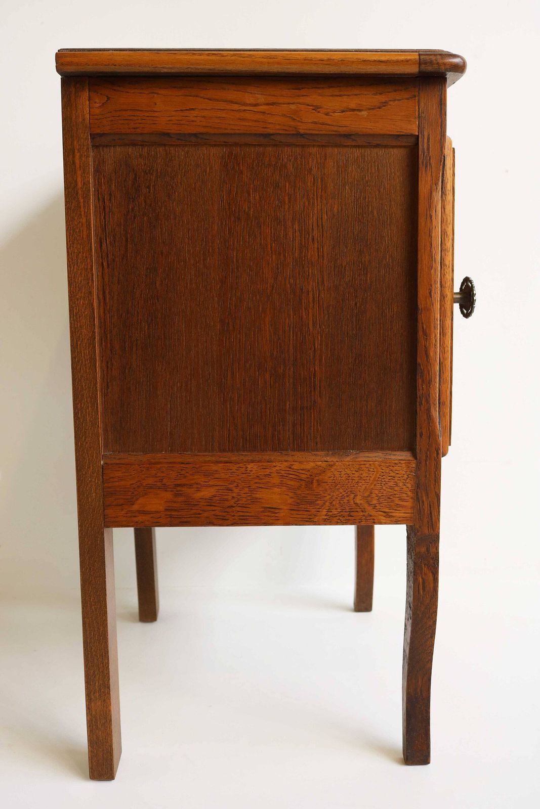 Wooden Mid Century French Louis XV Style Door Bent Legs Farmer Style Nightstand Bedside Table End Table Country Side Table 1960 photo vinterior