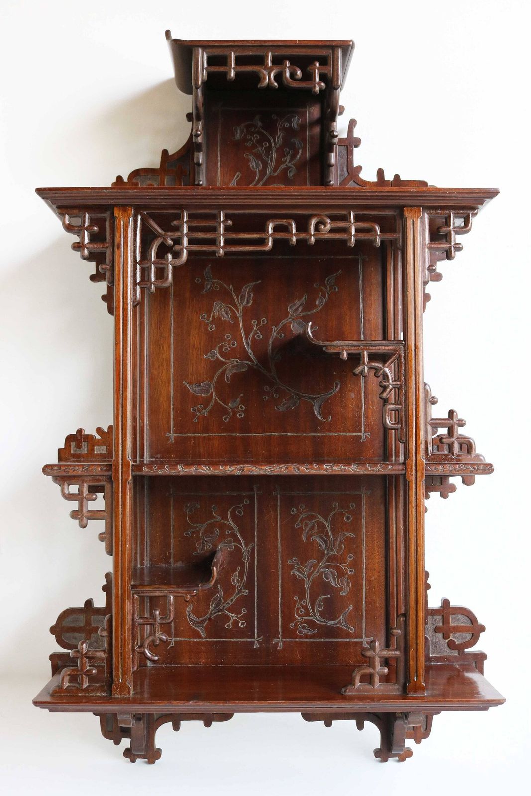 One Of A Kind Gorgeous Antique Wall Cabinet Etagere  Display Rack Japanese Chinese Woodcarved 1890 1900 Rare Wow photo Furniture