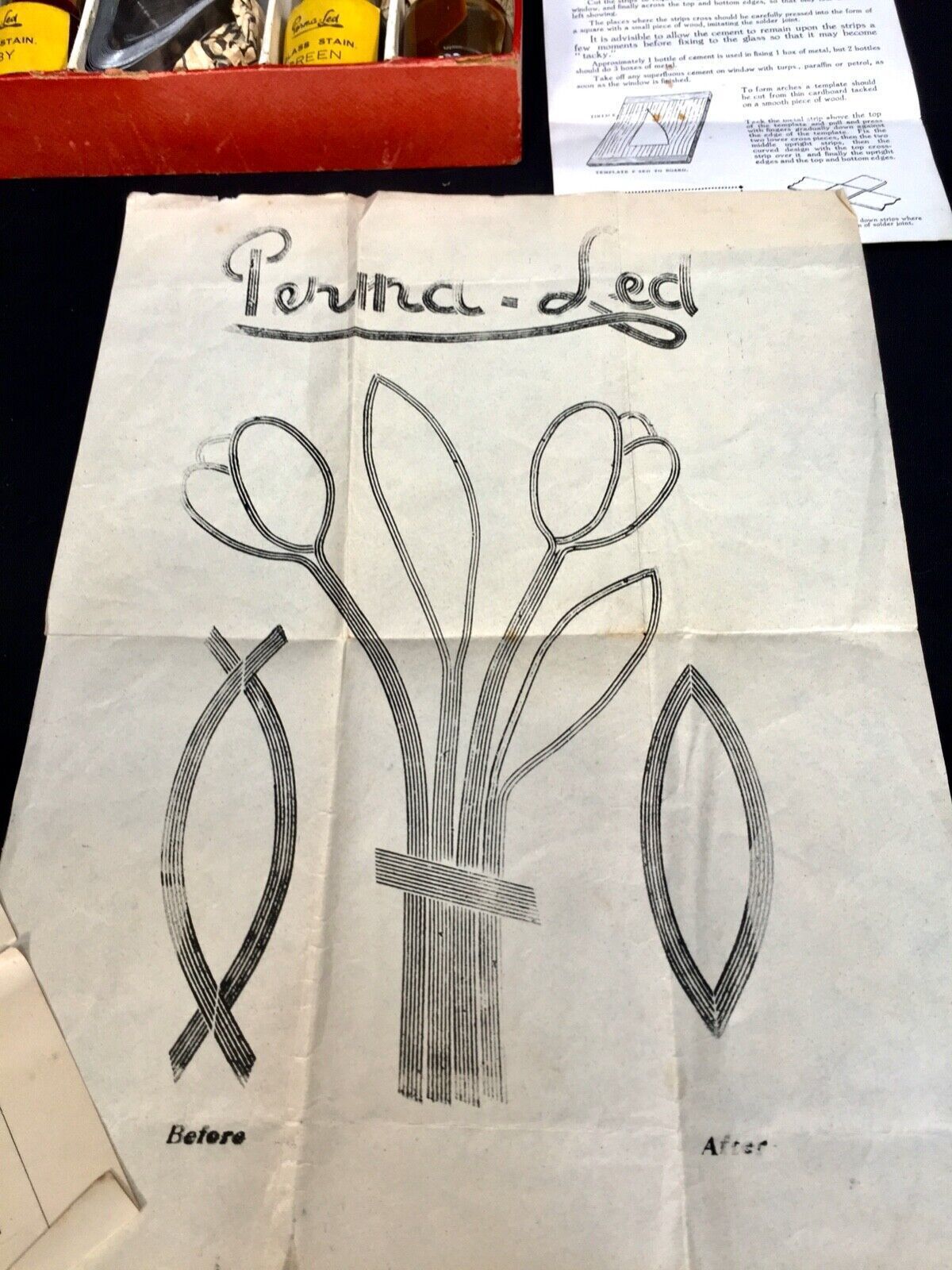 Antique 1930s Rare Perma Led Stained Glass Makers / Artists Kit Box / Lead Work photo 99.0