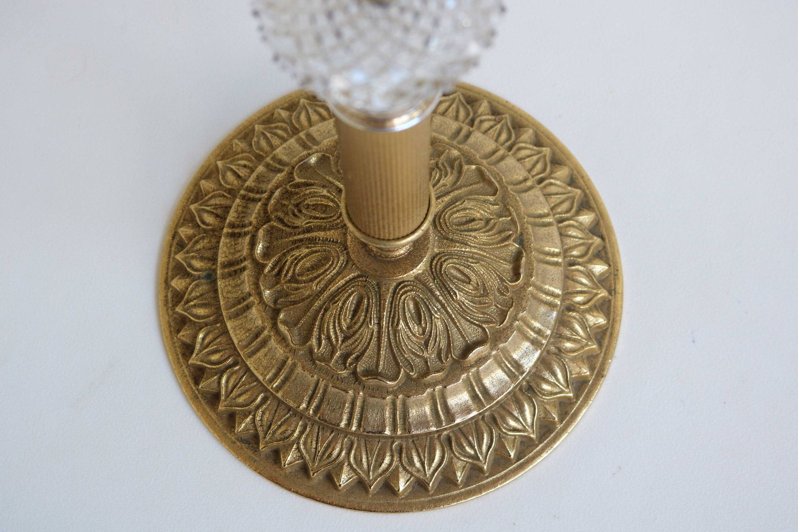 Vintage Staande Messing Glazen Ashtray, French Hollywood Regency Vloerstandaard, Mid Century Glazen Ashtray/Bijzettafel, Jaren 1960 photo buy