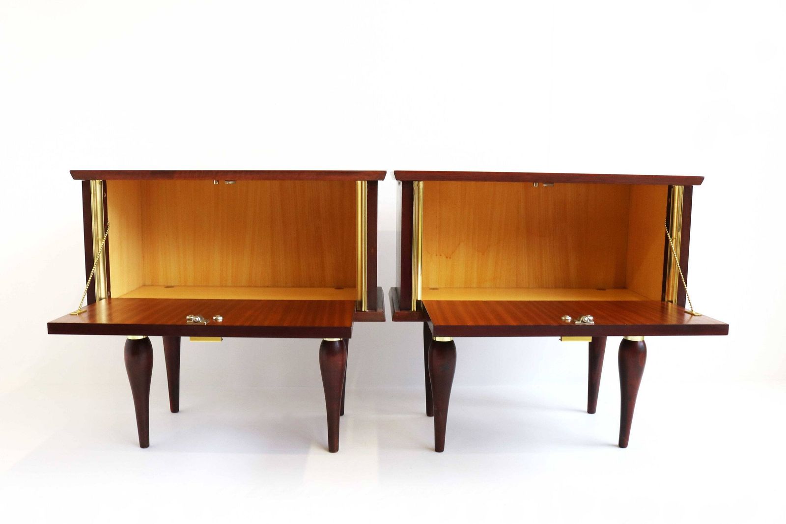 Shiny Couple Midcentury Modern Scandinavian 60 Nightstands Bedside Tables Additional Tables Side Tables 1960s End Tables Valve photo vinterior