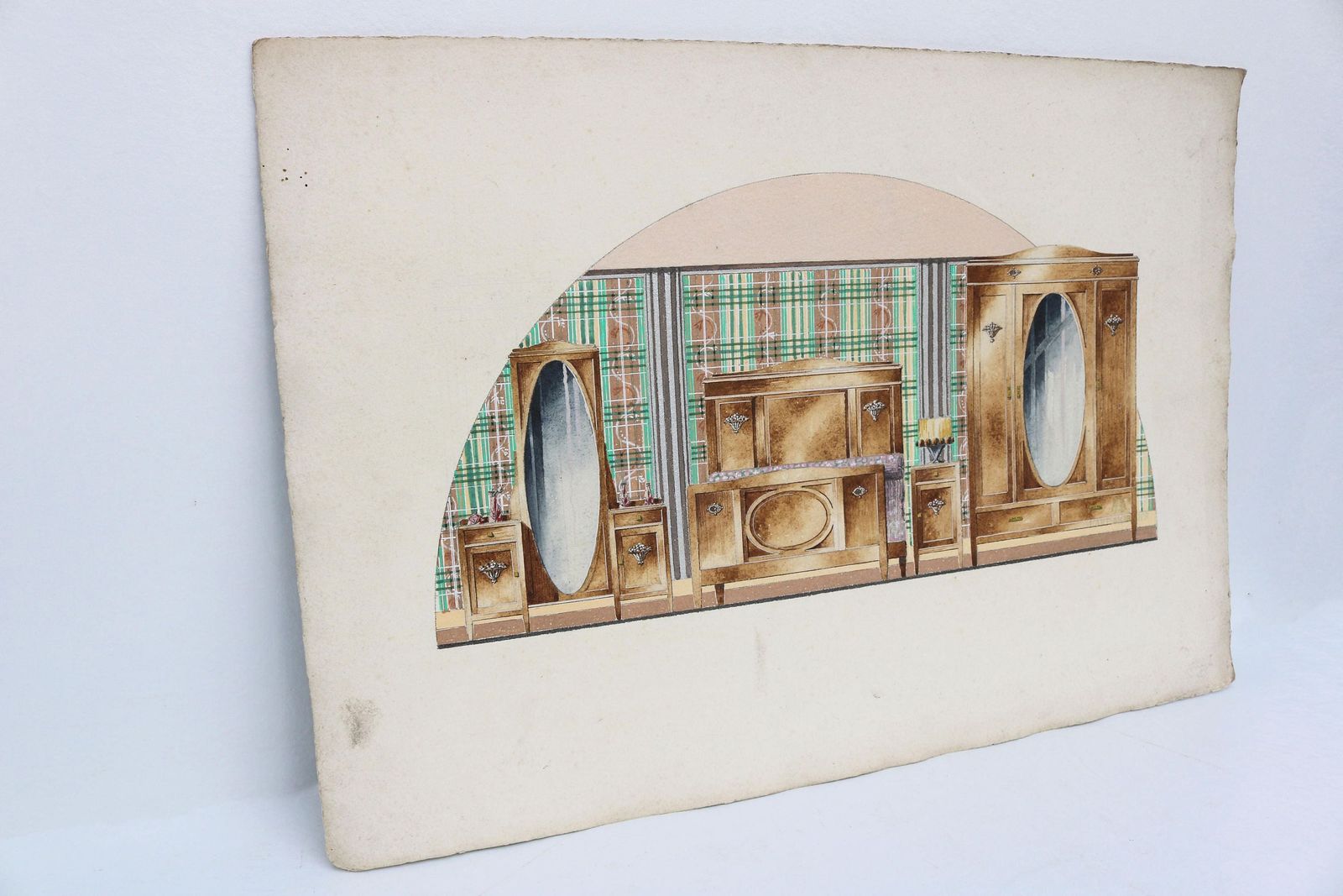 Art Deco Watercolor Drawing ,Furniture Designer,Furniture Factory Làrt Mobilier In Bruges Hand Made Special 1920 1930 photo vinterior
