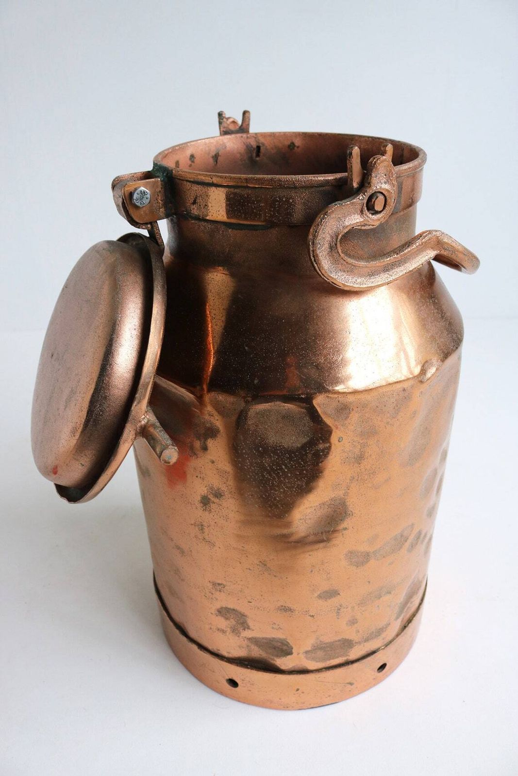Antique Copper Plated Milk Container "Sp715", 1900s Milk Jar Umbrella Stand Holder Country Style Authentic Can Farm Late 19th Century photo vinterior
