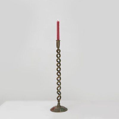 Large Mid Century Open Barley Twist Metal Candleholder, 1920s