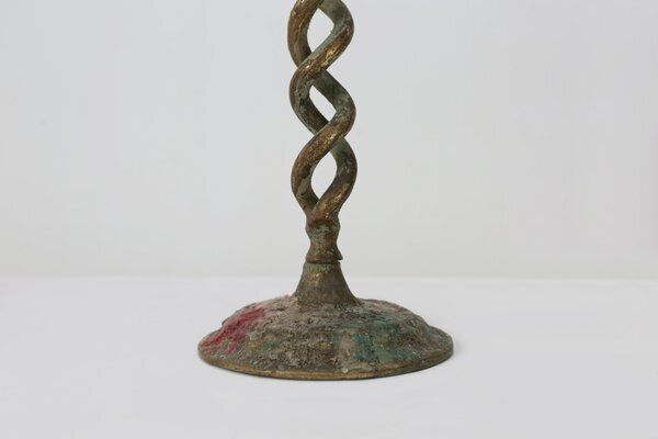 Large Mid Century Open Barley Twist Metal Candleholder, 1920s photo vinterior