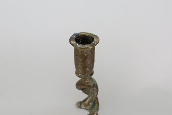 Large Mid Century Open Barley Twist Metal Candleholder, 1920s photo vintage