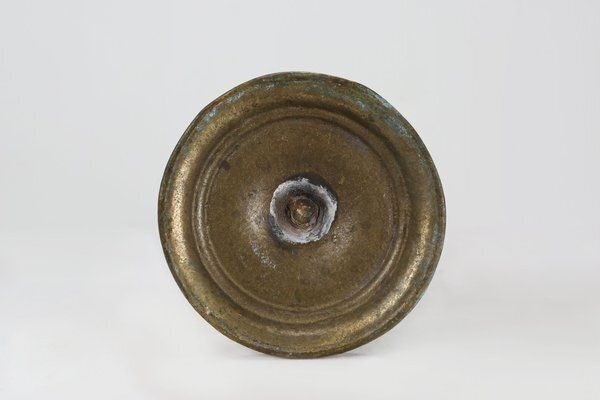 photo furniture Large Mid Century Open Barley Twist Metal Candleholder, 1920s
