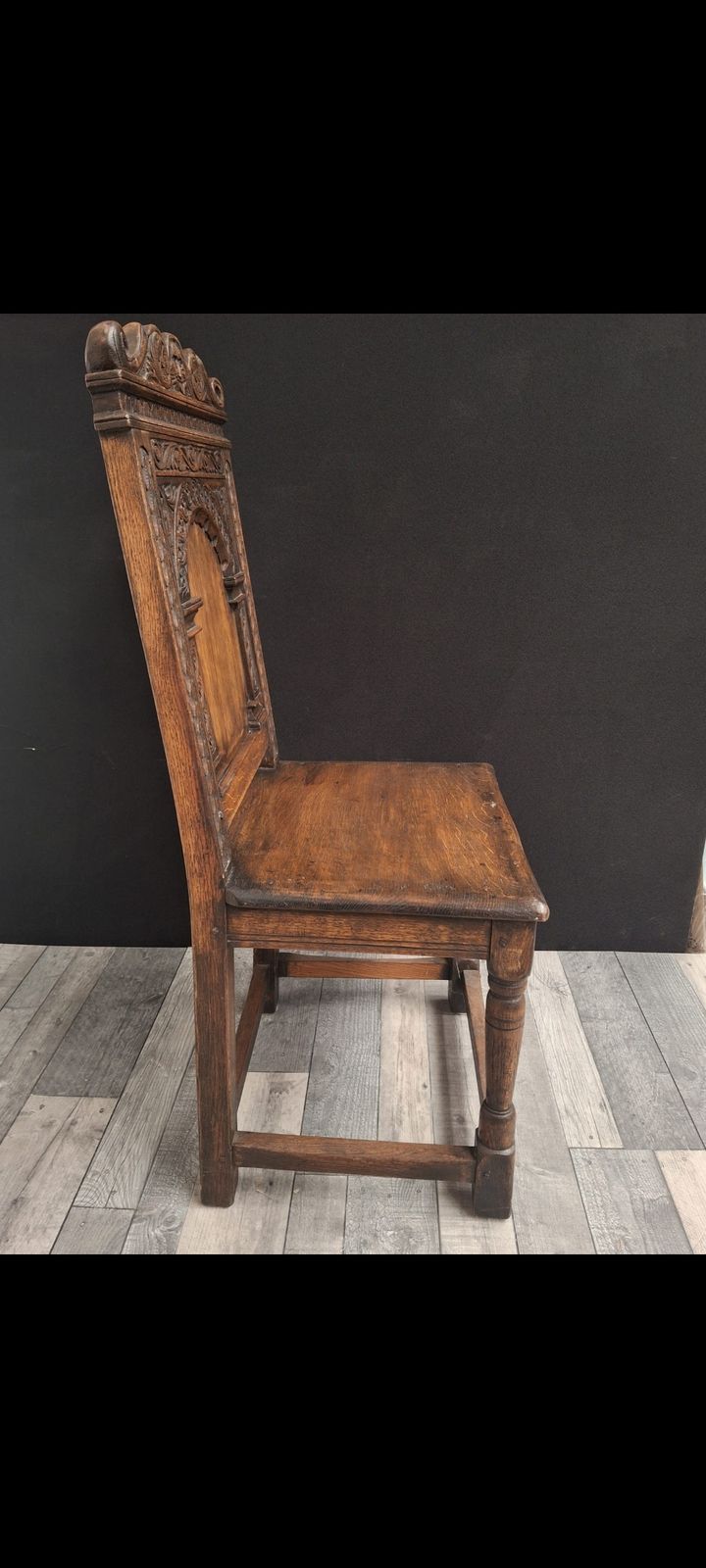Furniture Antique Carved Oak Chairs X4   Jacobean Revival Style photo