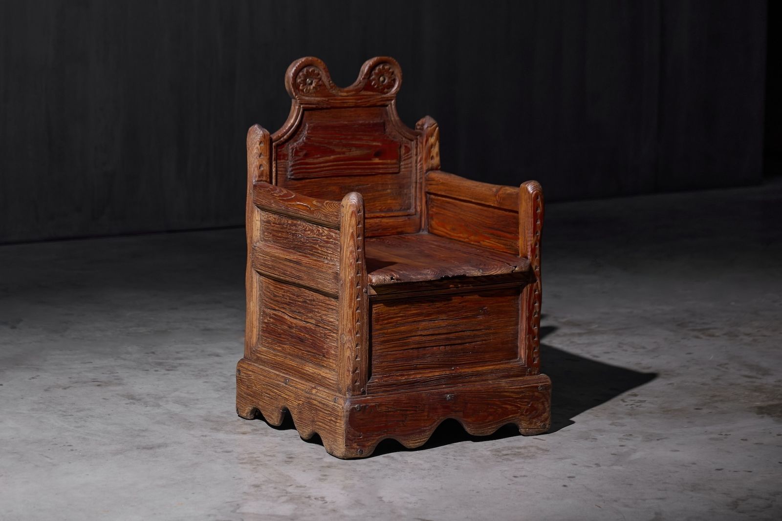 Curved Wooden Armchair With Inner Compartment, France, 19th Century photo furniture