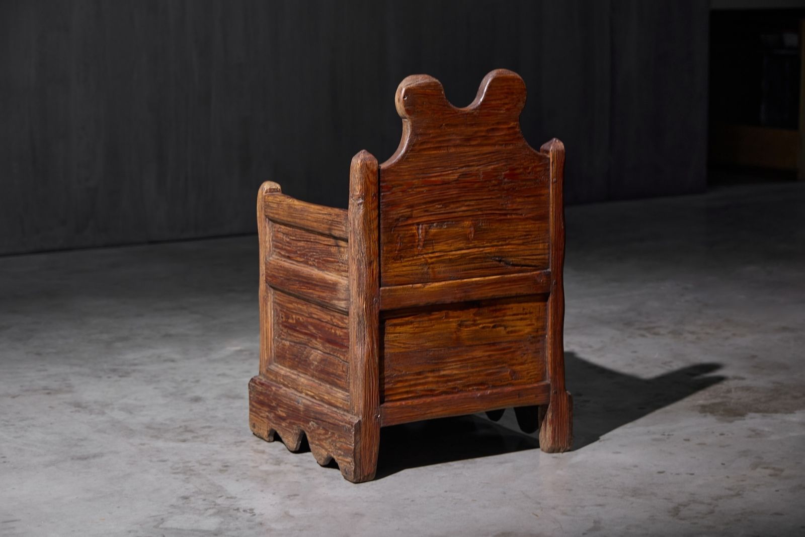 Furniture Curved Wooden Armchair With Inner Compartment, France, 19th Century photo