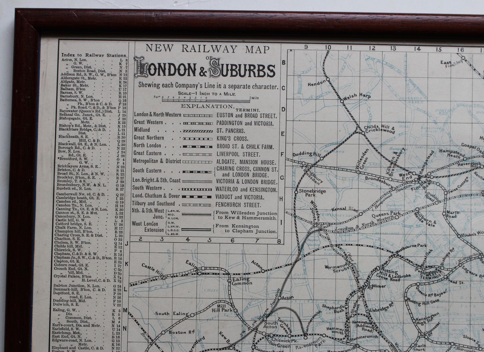 New Railway Map Of London & Suburbs Shewing Each Company's Line In A Separate Character By George Washington Bacon C1895 photo furniture
