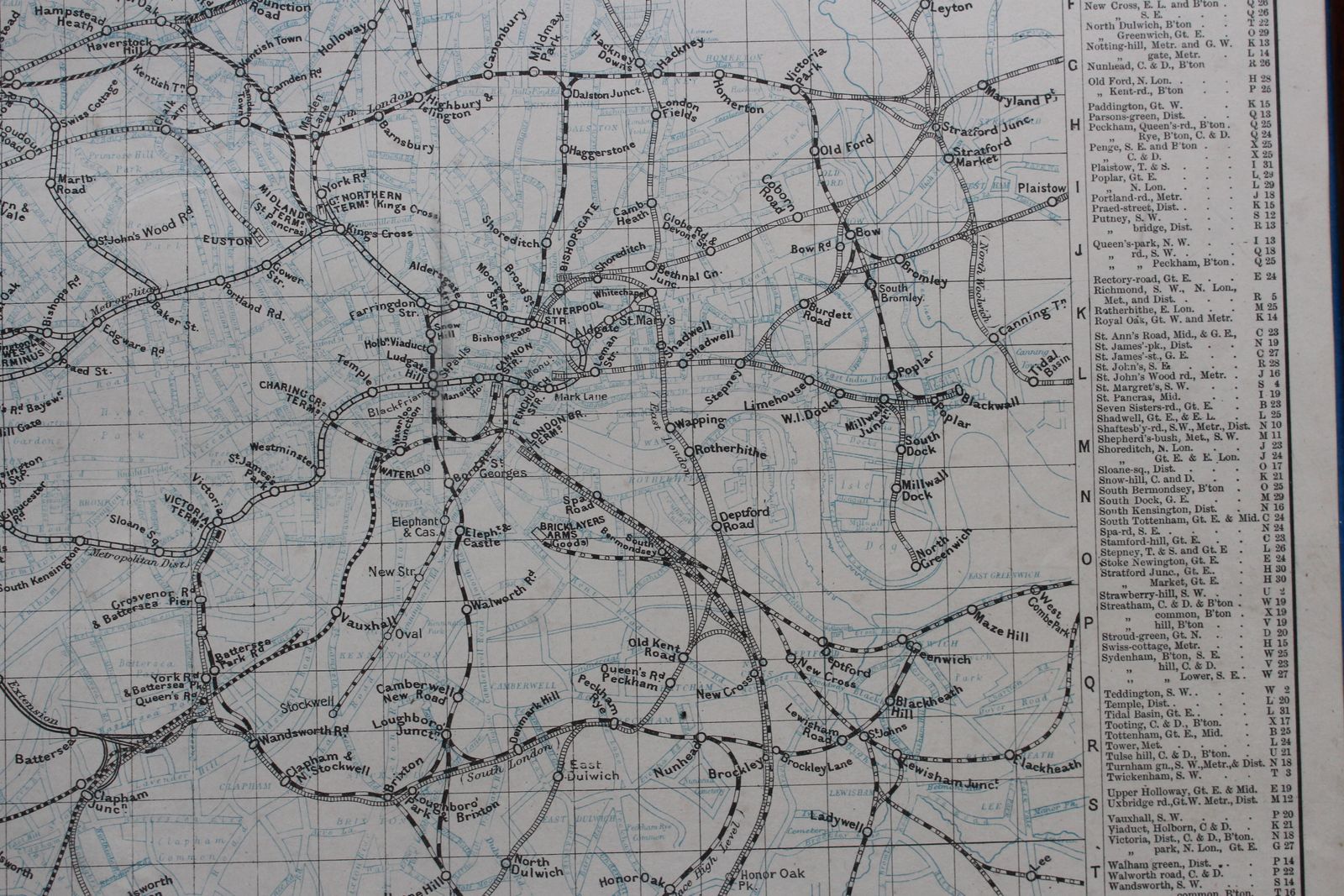 New Railway Map Of London & Suburbs Shewing Each Company's Line In A Separate Character By George Washington Bacon C1895 photo for sale