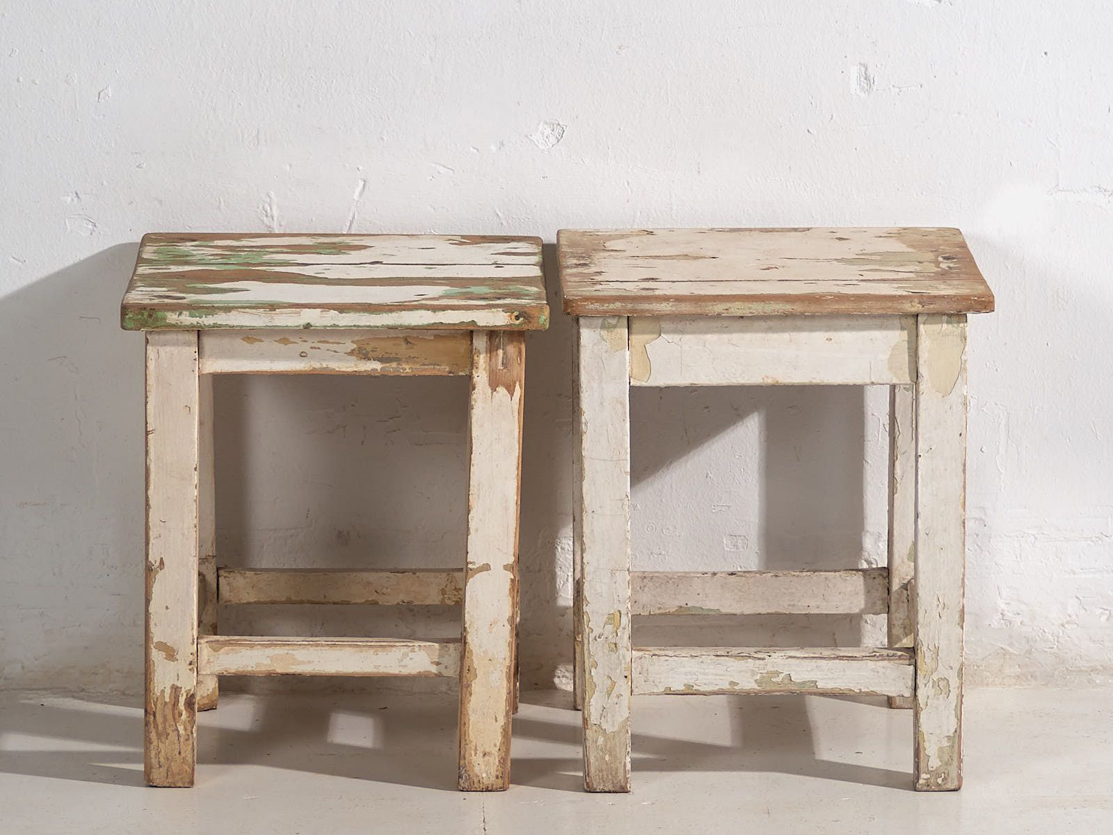 Antique White Coffee Tables (C.1920). Set Of 2 Pieces #4 photo for sale