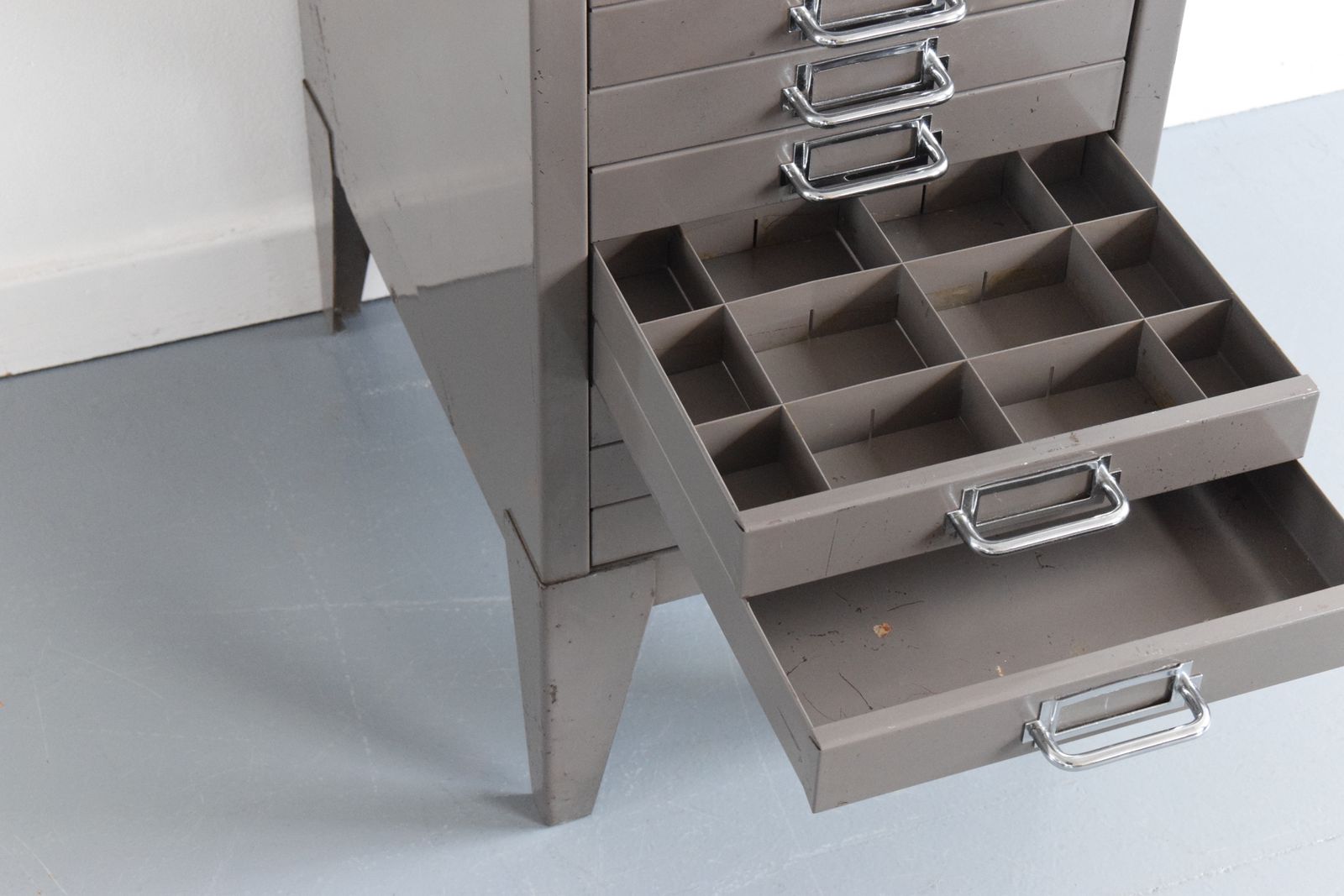 Industrial Grey 21 Drawer Metal Filing Cabinet By Stor photo vintage