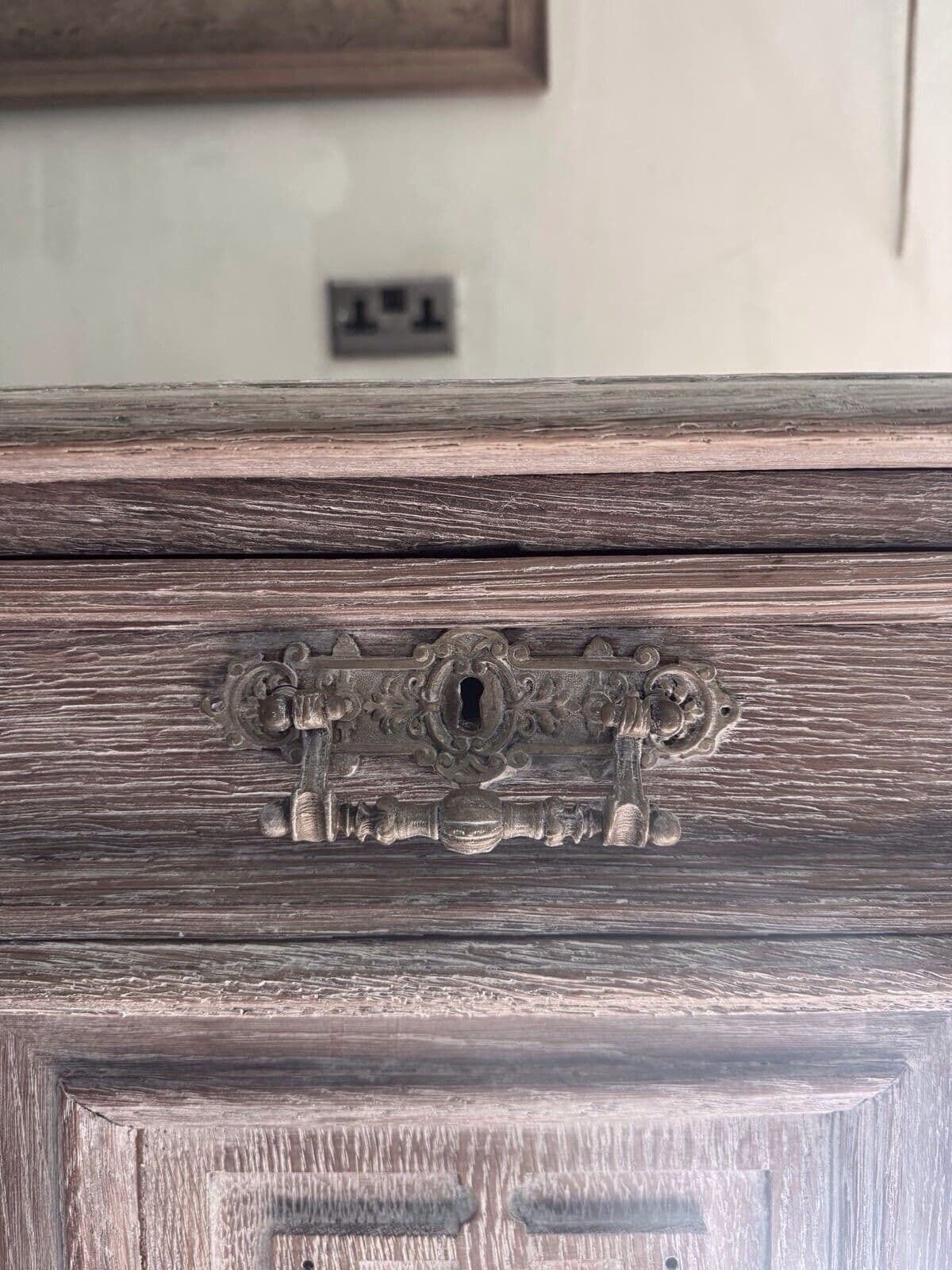 Antique Ornate Dutch Oak Lime Waxed Pedestal Kneehole Desk photo 2295.0