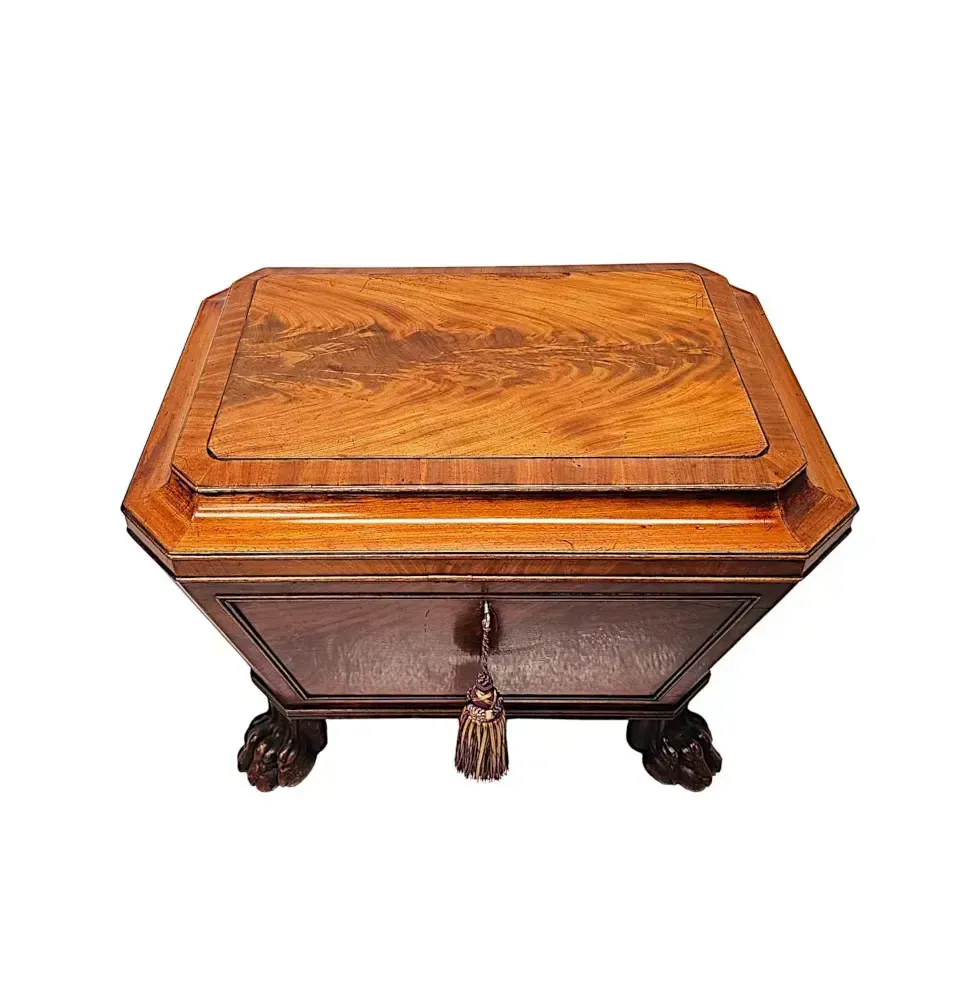 A Very Fine Early 19th Century Irish Sarcophagus Shaped Cellarette Or Wine Cooler On Paw Foot photo vinterior