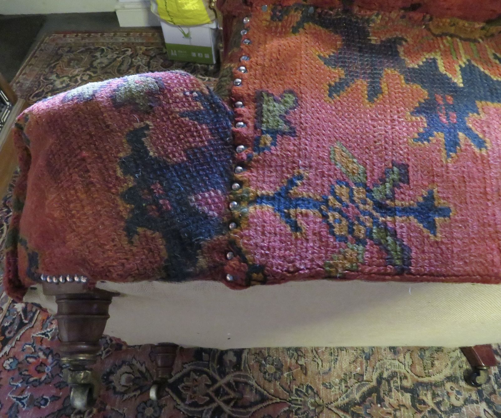 Howard And Sons "Ushak Turkey Carpet" Club Armchair. photo vintage