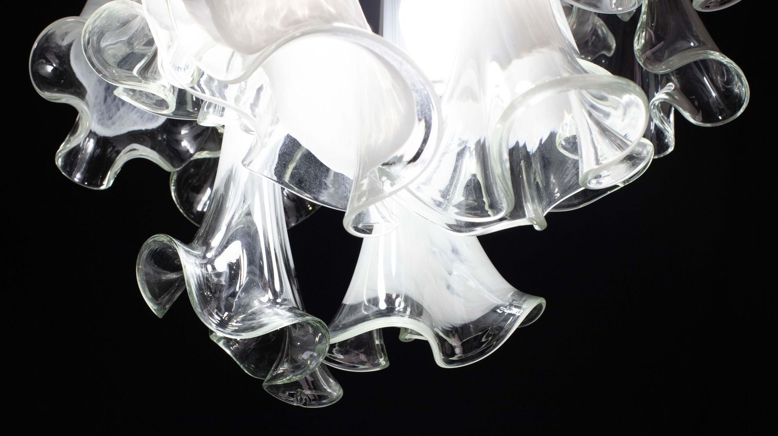 Great Design Murano Glass White Chandelier “Calle” By Venini, 1970 photo vintage