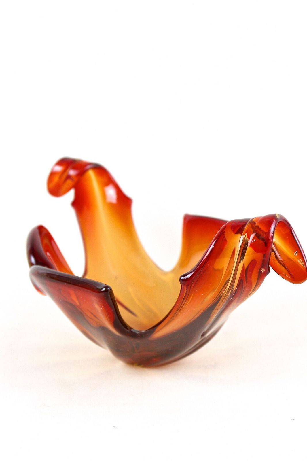 Mid Century Murano Sommerso Glass Bowl   Red/ Orange Tones, Italy Ca. 1960 photo Home Decor