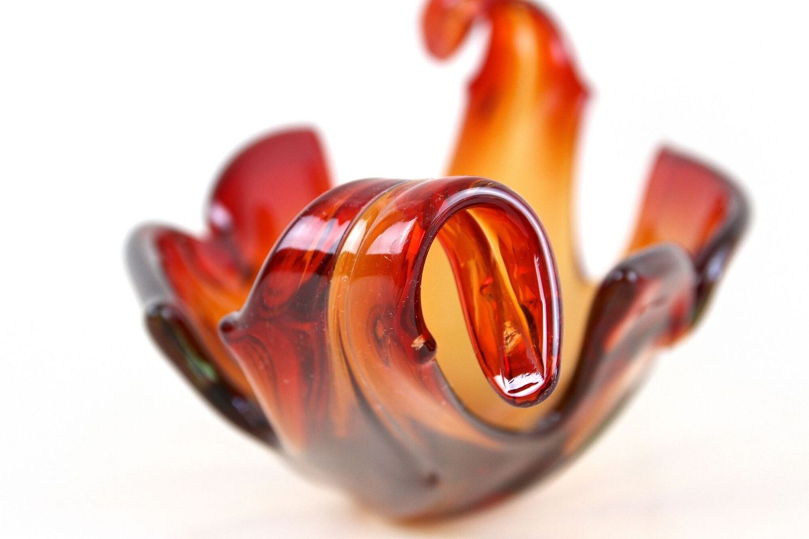 Mid Century Murano Sommerso Glass Bowl   Red/ Orange Tones, Italy Ca. 1960 photo 450.0