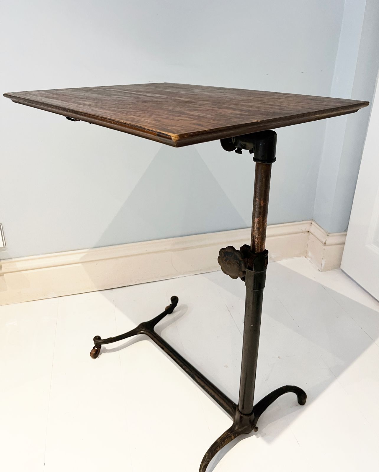 Victorian Reading Stand, Adjustable Reading Table, Architect Drawing Board, Cast Iron Base photo 450.0