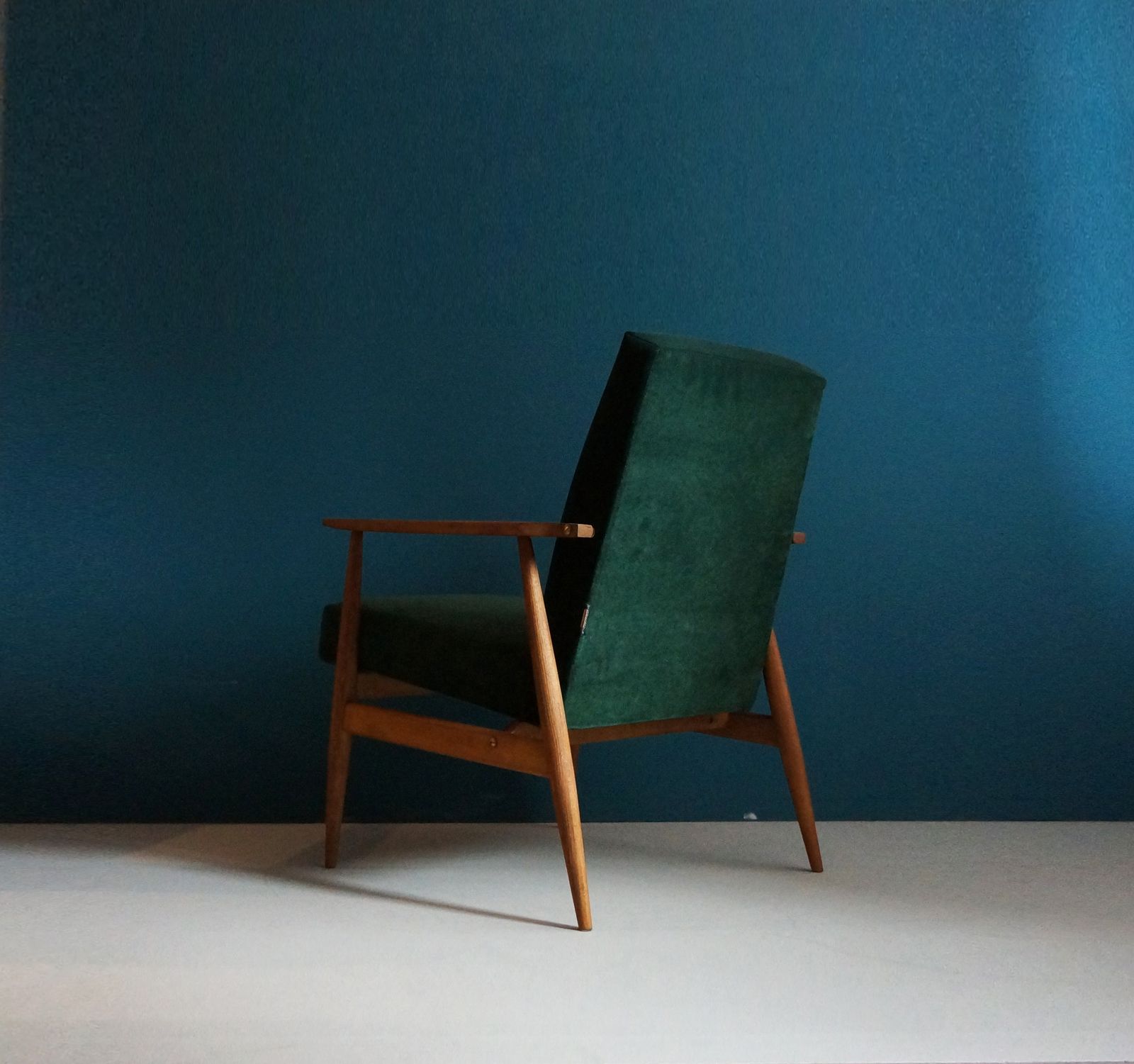 Pair Of Vintage Armchair Form Mid Century, Dark Green, Restored photo for sale