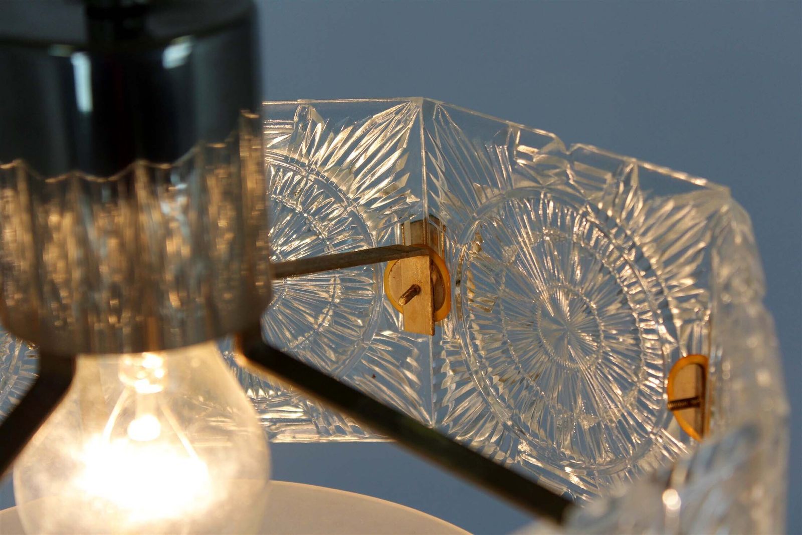 Vintage Sculptural Glass Pendant Lamp By Kamenický šenov, 1970s photo Lighting
