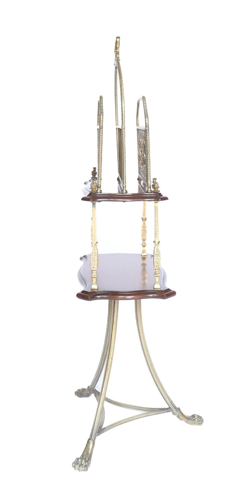 Victorian Mahogany & Gilt Brass Revolving Canterbury On Stand photo for sale