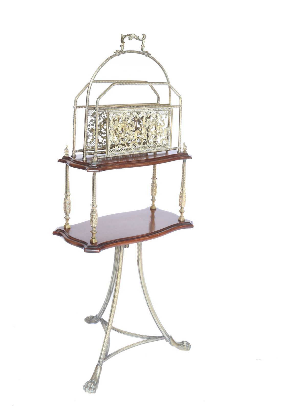Victorian Mahogany & Gilt Brass Revolving Canterbury On Stand photo Furniture