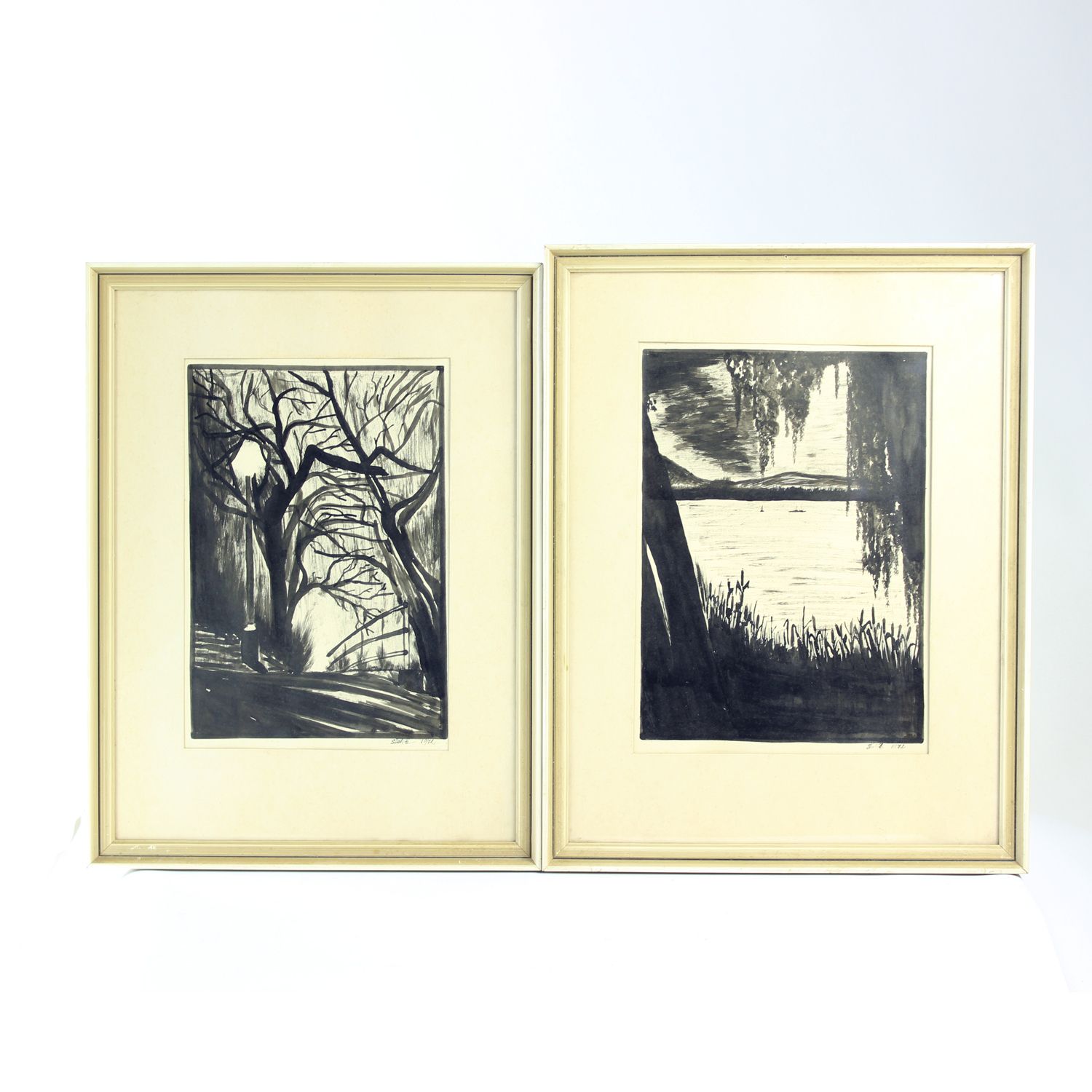 Set Of 2 Paintings On Paper, Signed Sestak 1972
