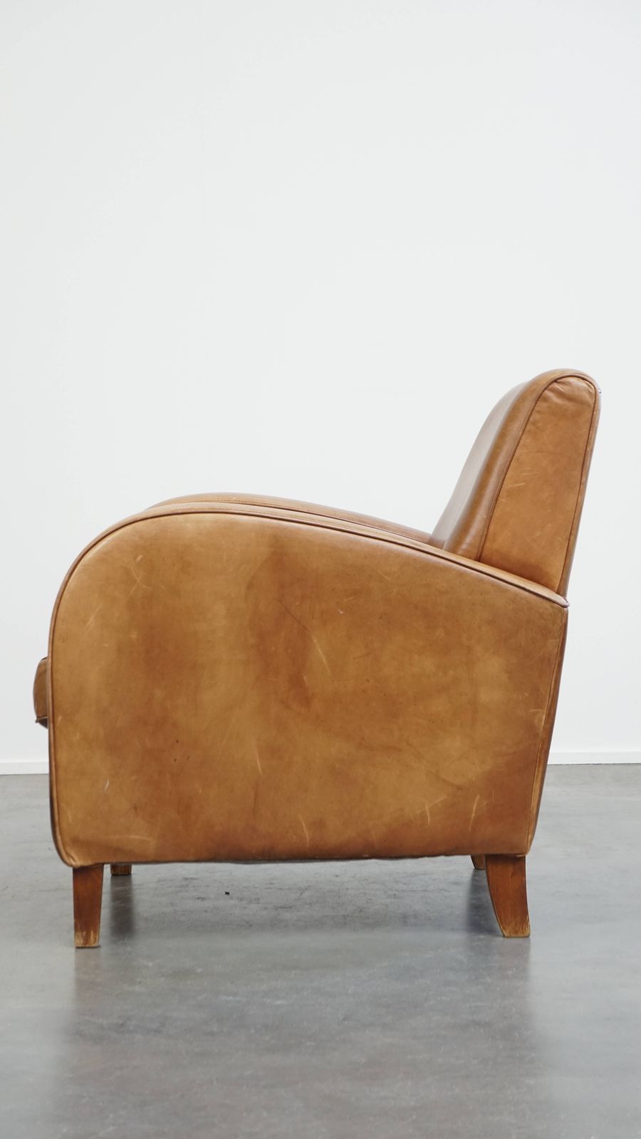 Beautiful, Sleekly Shaped Cowhide Designer Armchair In A Light Cognac Color photo 708.4781999999999