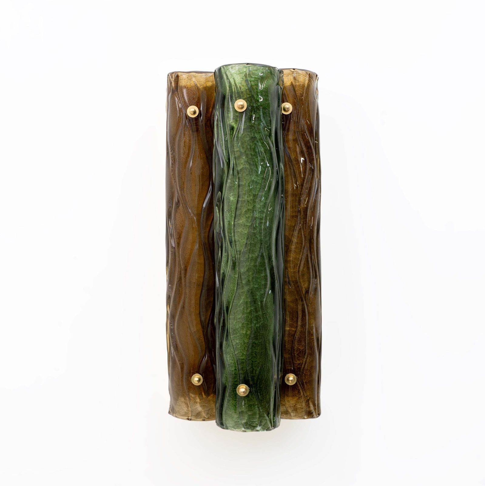 Pair Of Modern Amber And Green Murano Glass And Brass Sconces photo furniture