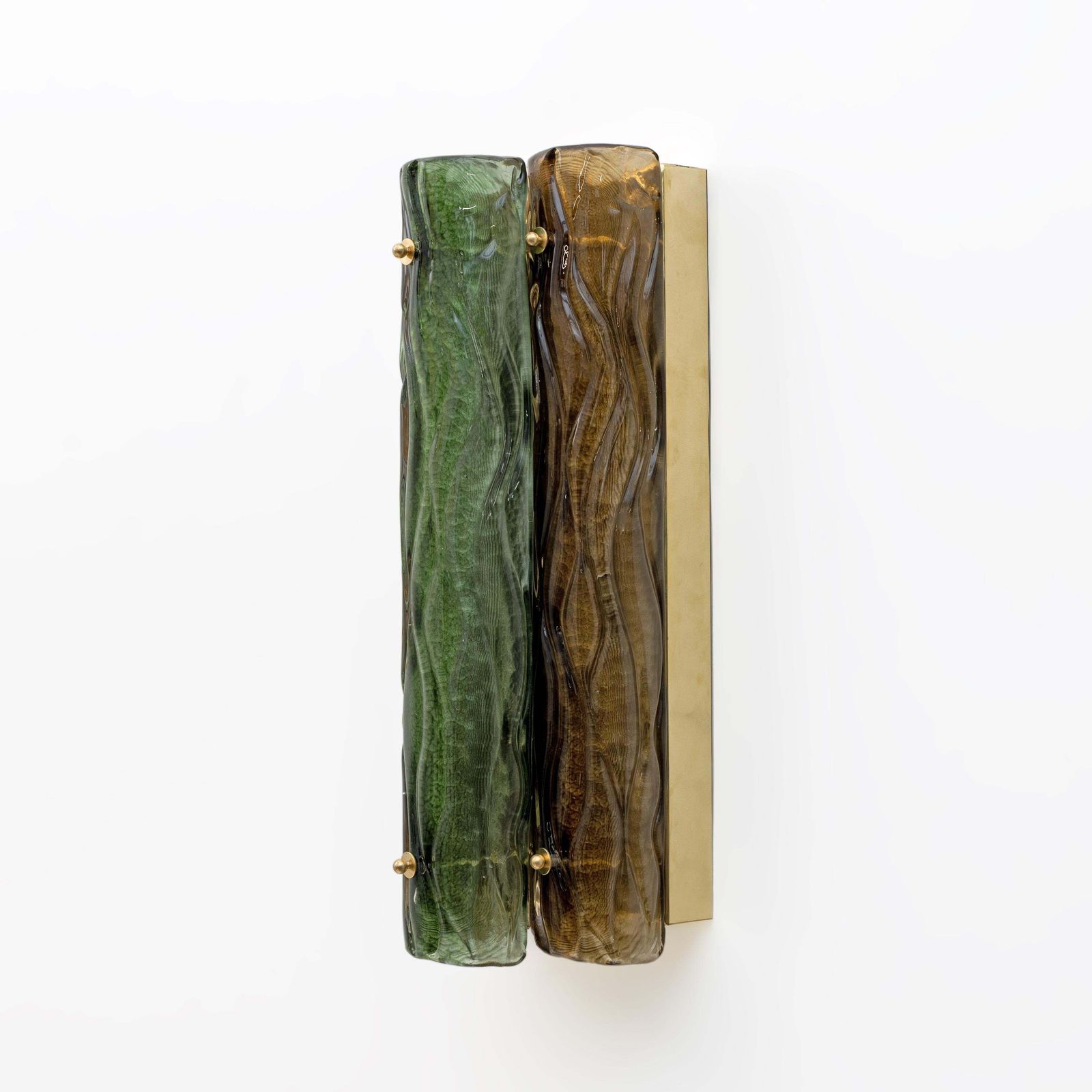 photo furniture Pair Of Modern Amber And Green Murano Glass And Brass Sconces