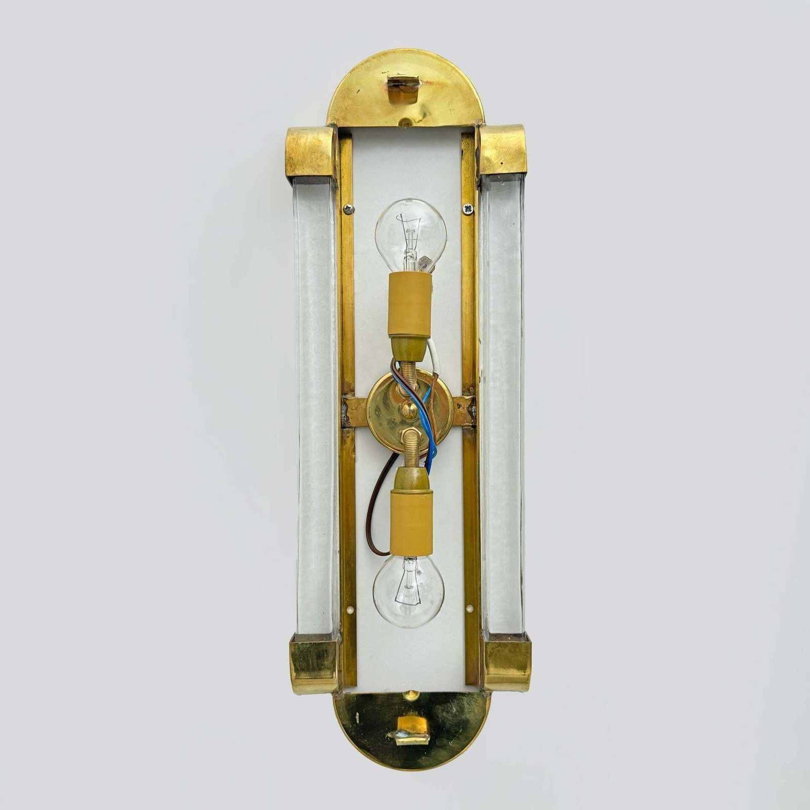 Pair Of Art Dèco Style Brass And Frosted Murano Glass Sconces photo buy