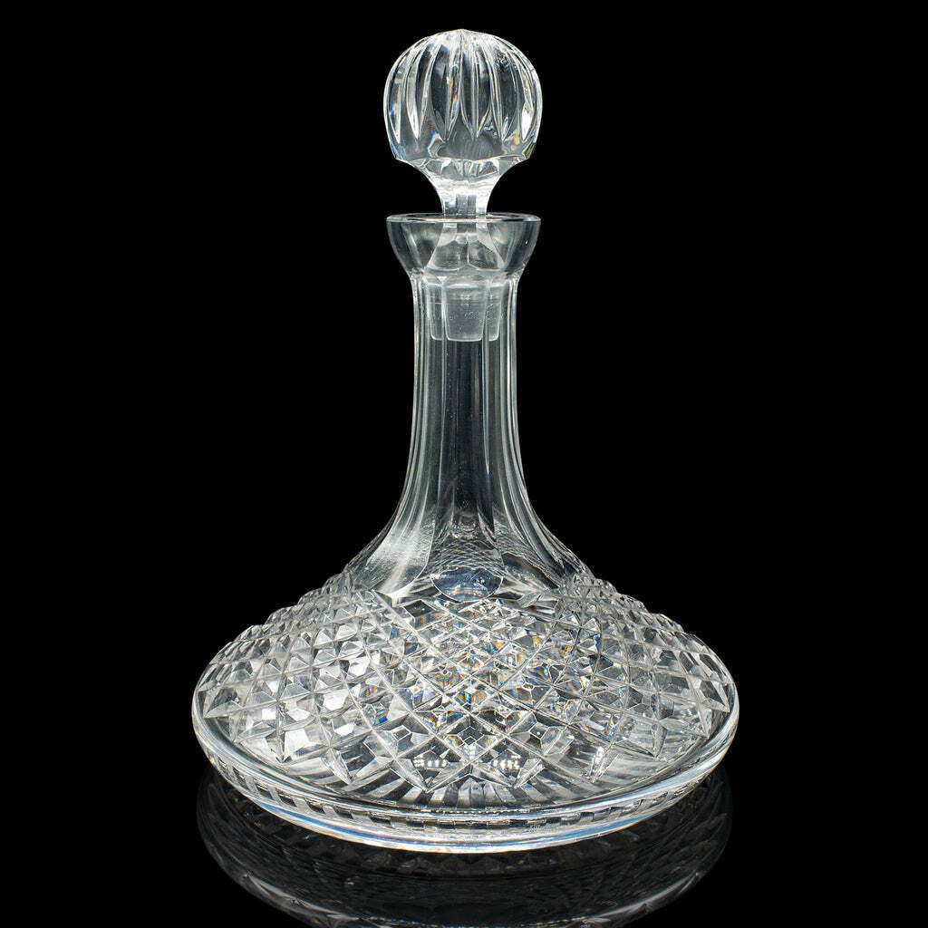Vintage Ship’s Decanter, English, Crystal Glass Wine Vessel, Mid Century, C.1960 photo 485.0