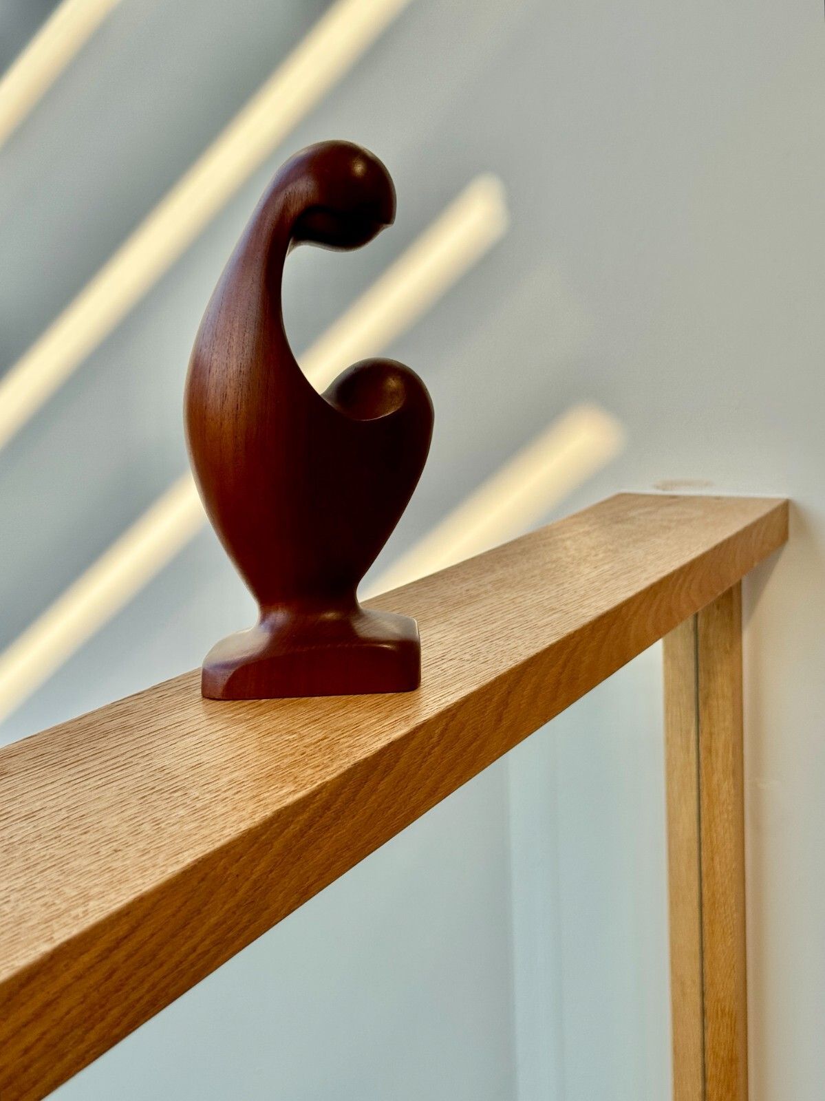 Mid Century Danish Teak Sculpture Simon Randers Mobilfabrik "Mother & Child" photo Art