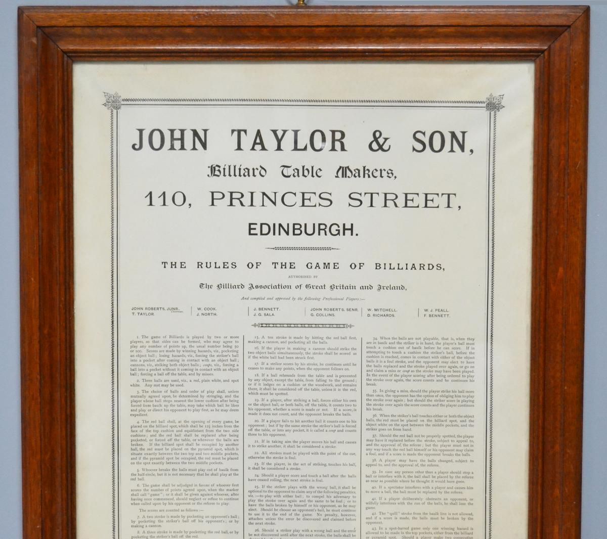 The Rules Of Billiards By Taylor Of Edinburgh photo furniture
