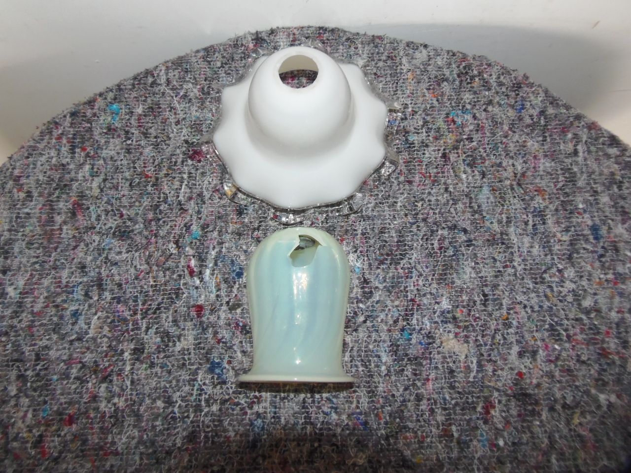 Milky Glass Lamp Shade, 1900s, Antique photo 55.0