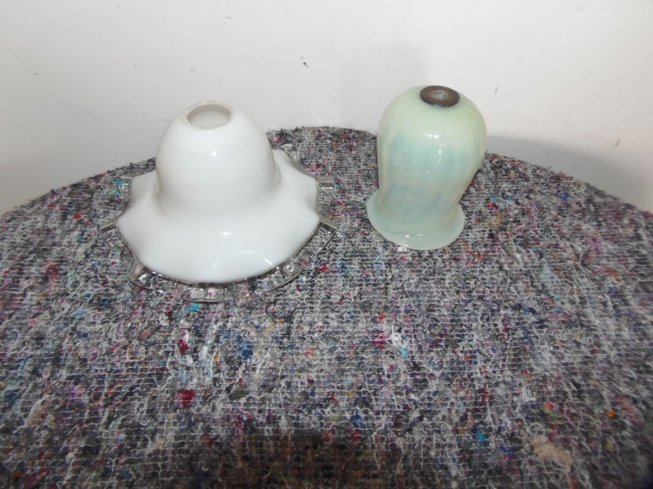 Milky Glass Lamp Shade, 1900s, Antique photo vintage