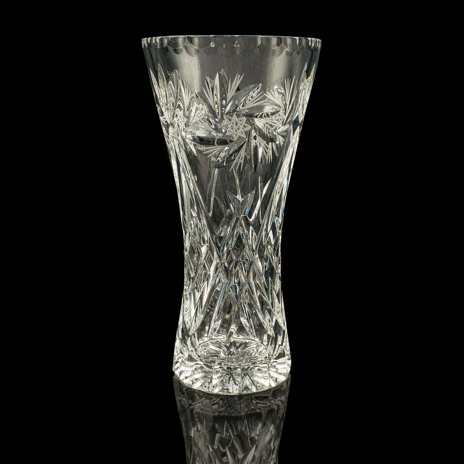 Vintage Crystal Flower Vase, English, Cut Glass, Bouquet, Sleeve, Circa 1940 photo Home Decor
