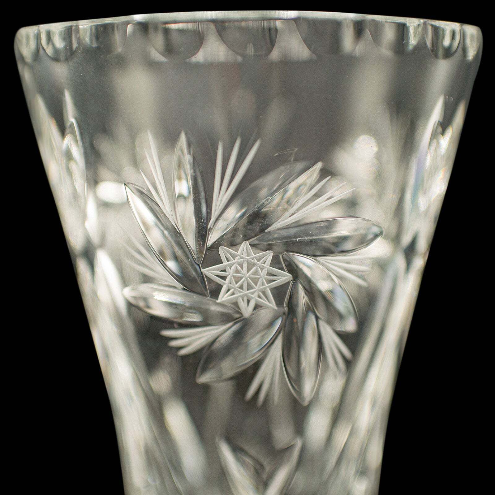 photo furniture Vintage Crystal Flower Vase, English, Cut Glass, Bouquet, Sleeve, Circa 1940